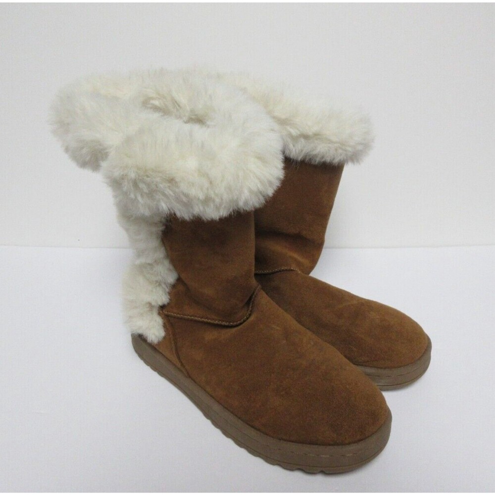 Kohls So  Big Girls size 5 Abigail Chestnut Brown Faux Fur Winter Mid Calf Boots